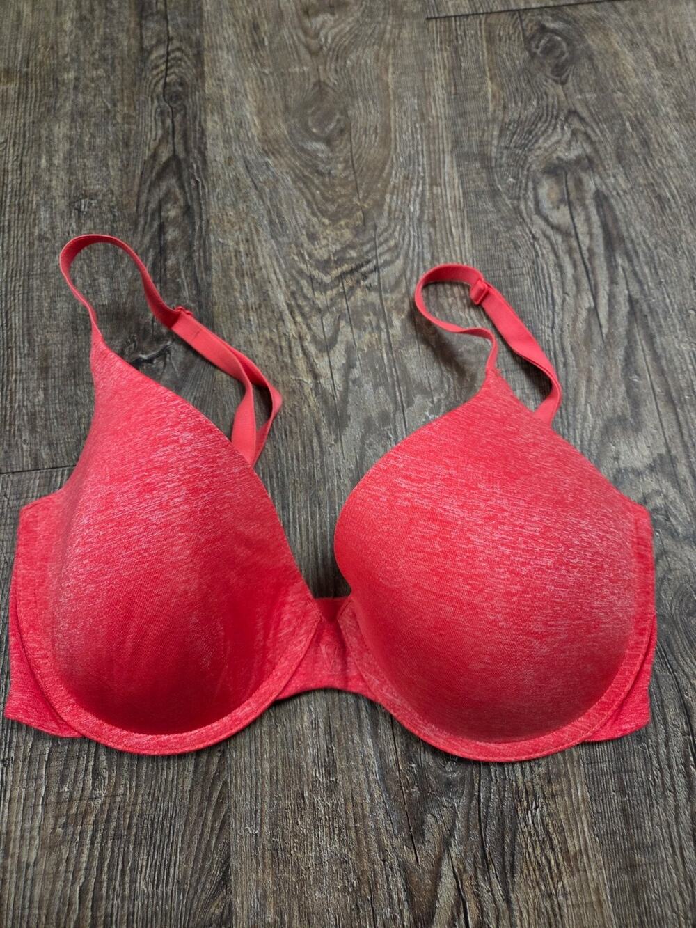 Victoria's Secret Uplift Semi Demi Padded Underwire 32DD Bra Bright Pink Heather